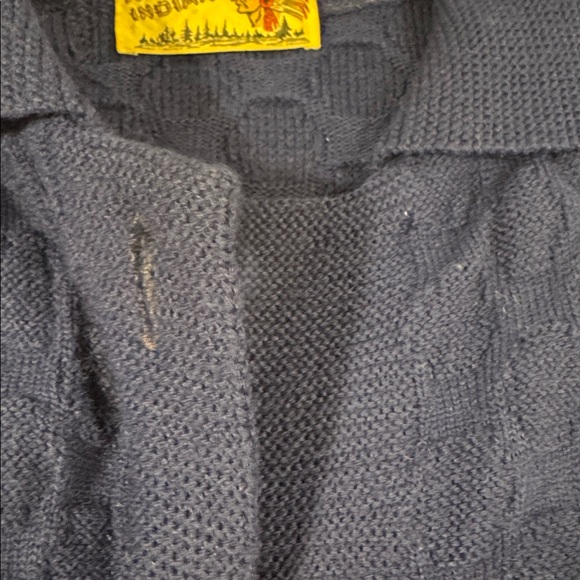 Vintage 1960s The Wooden Indian Navy Sweater Coat Large Union Retro Mod Cardigan - Picture 8 of 16